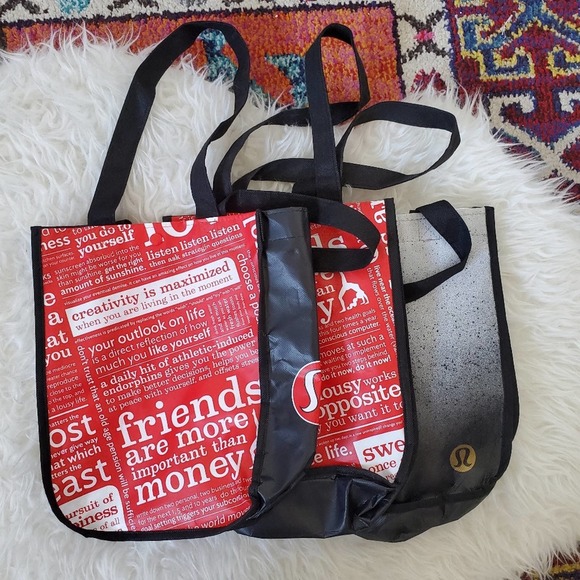 Lululemon Casual Everyday Recycle Bags Set of 3 Red Black - Picture 5 of 5